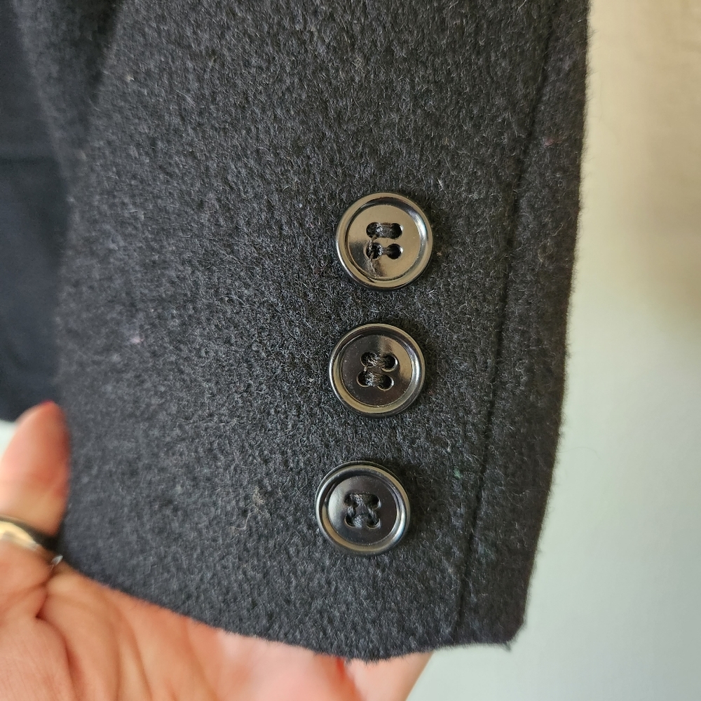 Jones New York Fully Lined Black Wool Pea Coat, Size 14 - Picture 2 of 5
